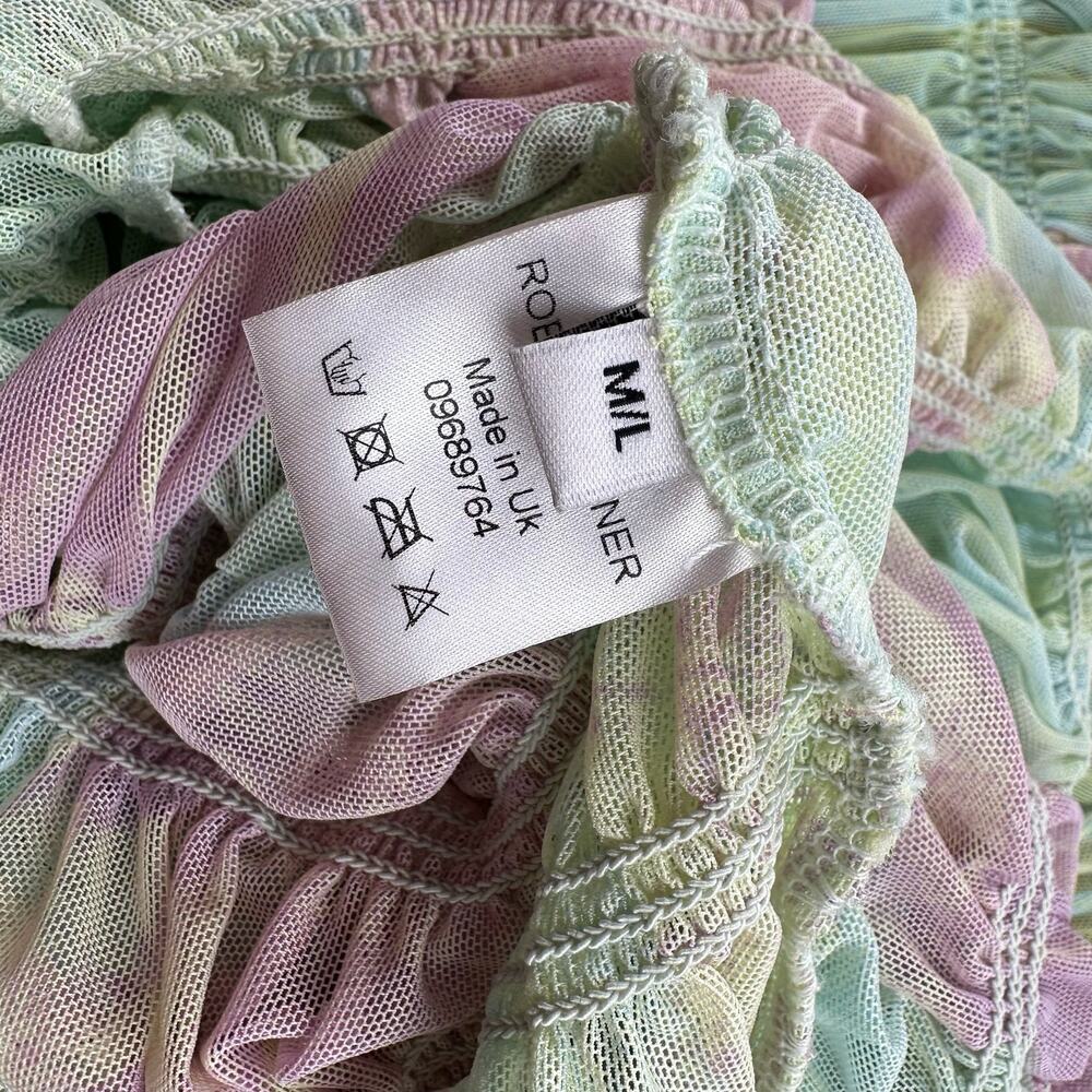 Roberta Einer Rainbow Bodycon Midi Dress Pastel Sheer Medium Large 10 - Picture 13 of 16